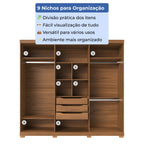 Guarda Roupa Casal 6 Portas 3 Gavetas 100% MDF Memphis 246cm Canella com Off - White Fosco - Província - Guarda - roupas