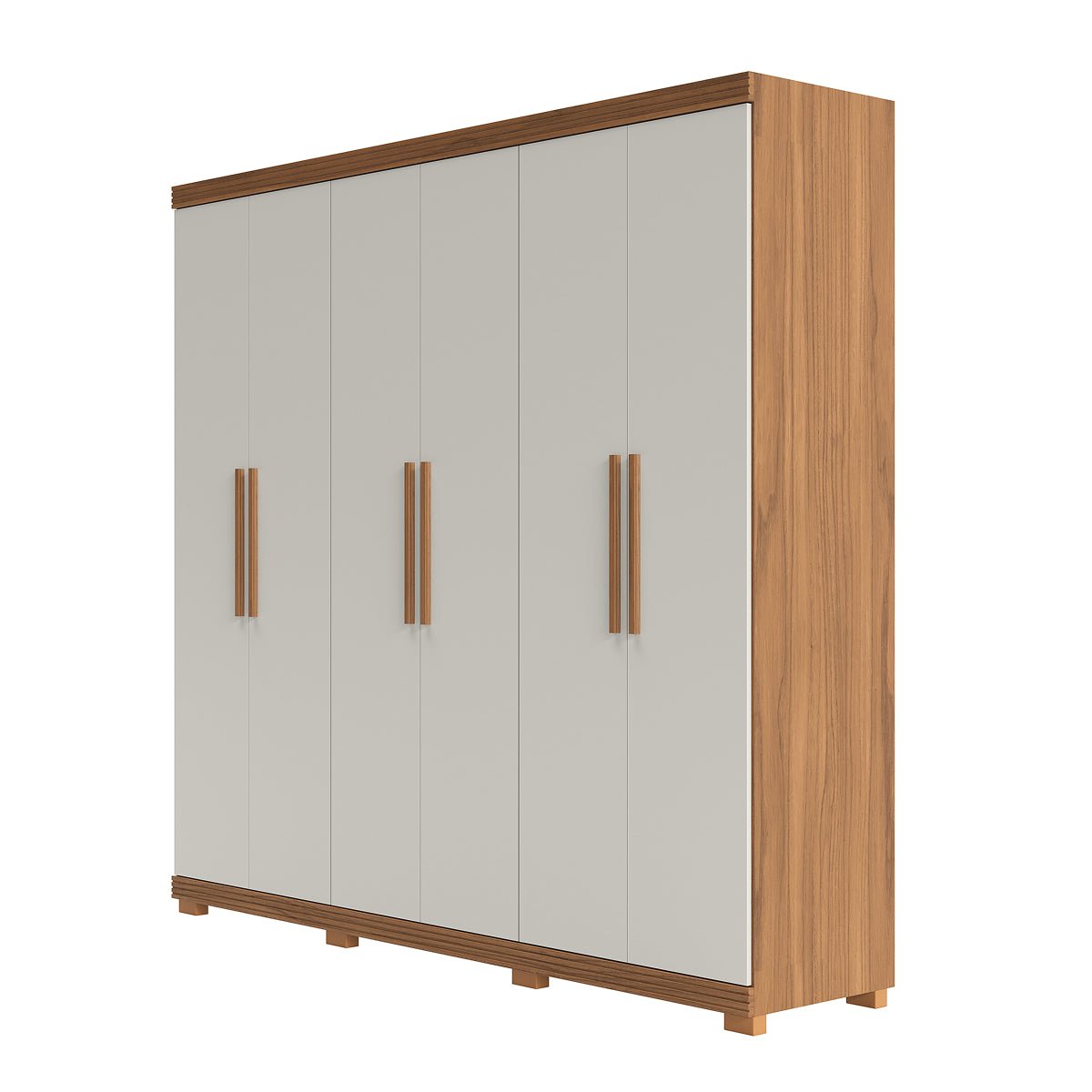 Guarda Roupa Casal 6 Portas 3 Gavetas 100% MDF Memphis 246cm Canella com Off - White Fosco - Província - Guarda - roupas