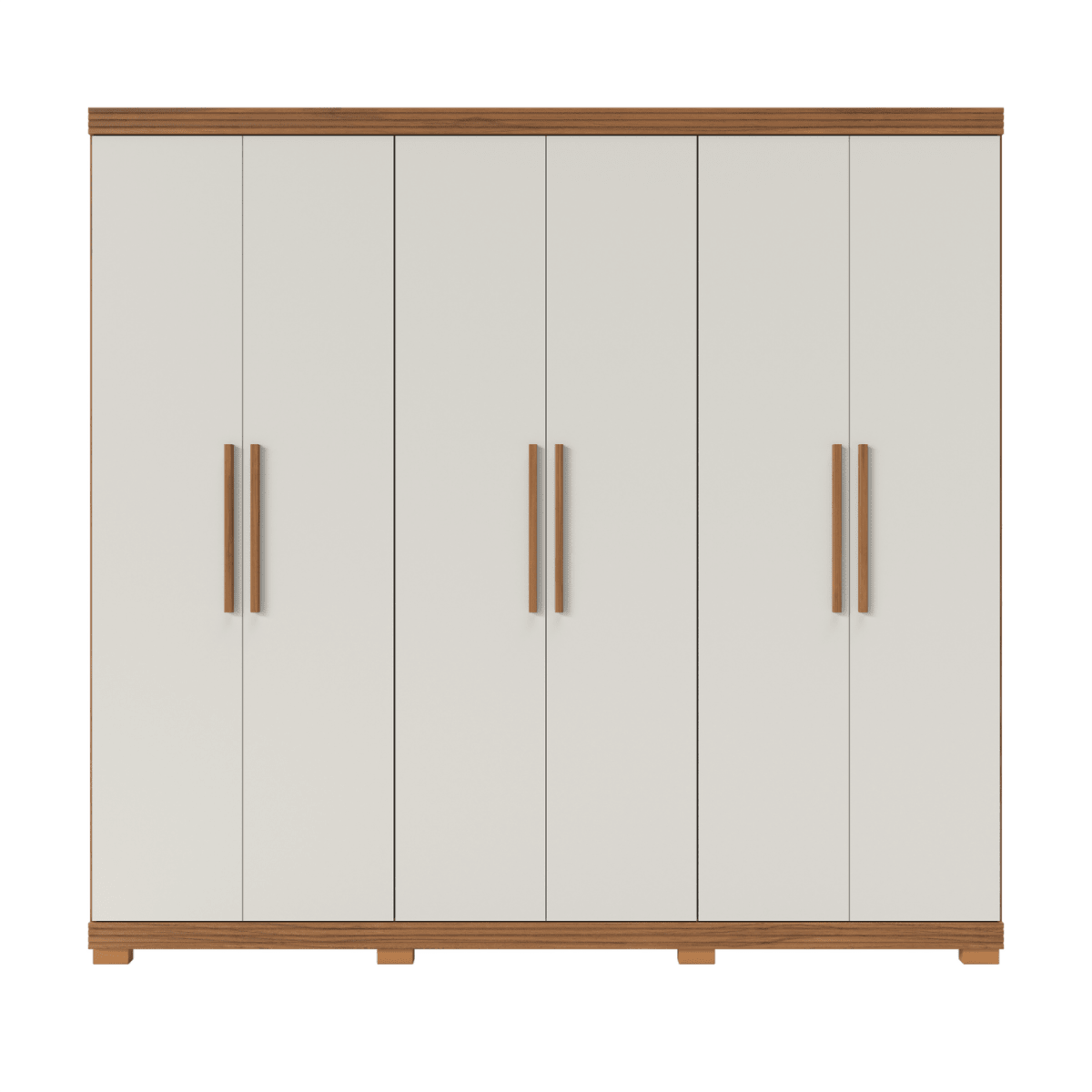 Guarda - Roupa Casal 6 Portas 3 Gavetas 100% MDF Memphis 246cm Canella com Off - White Fosco - Província - Guarda - roupas