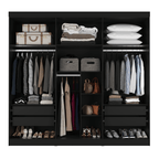 Guarda - Roupa Casal 6 Portas 4 Gavetas Lazzaro 231cm Preto - Província - Guarda - roupas