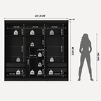 Guarda - Roupa Casal 6 Portas 4 Gavetas Lazzaro 231cm Preto - Província - Guarda - roupas