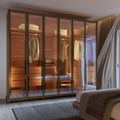 Guarda Roupa Casal 6 Portas Reflecta com Led 100% MDF Speculum 274cm Canella - Província - Guarda-roupas