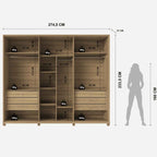 Guarda Roupa Casal 6 Portas Reflecta com Led 100% MDF Speculum 274cm Carvalho - Província - Guarda-roupas