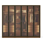 Guarda Roupa Casal 6 Portas Reflecta com Led 100% MDF Speculum 274cm Carvalho - Província - Guarda-roupas