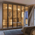 Guarda Roupa Casal 6 Portas Reflecta com Led 100% MDF Speculum 274cm Carvalho - Província - Guarda-roupas