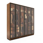 Guarda Roupa Casal 6 Portas Reflecta Float com Led Lucent 231cm Canella - Província - Guarda-roupas