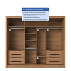 Guarda - Roupa Casal com Espelho 3 Portas de Correr 8 Gavetas Montclair 275 cm Canella com Off - White Fosco - Província - Guarda - roupas