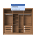 Guarda - Roupa Casal com Espelho 3 Portas de Correr 8 Gavetas Montclair 275 cm Canella com Off - White Fosco - Província - Guarda - roupas