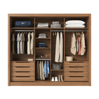 Guarda - Roupa Casal com Espelho 3 Portas de Correr 8 Gavetas Montclair 275 cm Canella com Off - White Fosco - Província - Guarda - roupas