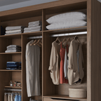 Guarda - Roupa Casal com Espelho 3 Portas de Correr 8 Gavetas Montclair 275 cm Canella com Off - White Fosco - Província - Guarda - roupas