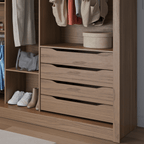 Guarda - Roupa Casal com Espelho 3 Portas de Correr 8 Gavetas Montclair 275 cm Canella com Off - White Fosco - Província - Guarda - roupas