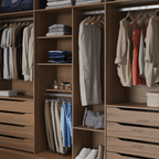 Guarda - Roupa Casal com Espelho 3 Portas de Correr 8 Gavetas Montclair 275 cm Canella com Off - White Fosco - Província - Guarda - roupas