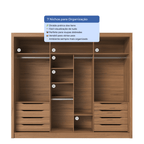 Guarda - Roupa Casal com Espelho 3 Portas de Correr 8 Gavetas Montclair 275 cm Canella com Off - White Fosco - Província - Guarda - roupas