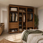 Guarda Roupa Casal 6 Portas com Espelho 100% MDF Dayton 274cm Canella com Off White Fosco