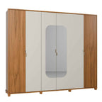 Guarda Roupa Casal 6 Portas com Espelho 100% MDF Dayton 274cm Canella com Off White Fosco