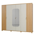 Guarda Roupa Casal Dayton 6 portas 100% MDF com Espelho Dayton Carvalho com Off White - Província - Guarda-roupas