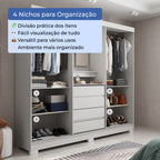 Guarda Roupa Casal com Espelho 2 Portas de Correr 4 Gavetas Ítalo Branco