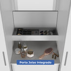 Guarda Roupa Casal com Espelho 2 Portas de Correr 4 Gavetas Ítalo Branco