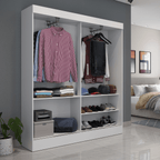 Guarda Roupa Solteiro 2 Portas de Correr Orazio 135cm Carvalho com Off White - Província - Guarda - roupas