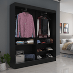 Guarda Roupa Solteiro 2 Portas de Correr Orazio 135cm Carvalho com Off White - Província - Guarda - roupas