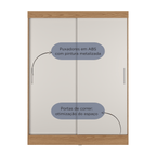 Guarda Roupa Solteiro 2 Portas de Correr Orazio 135cm Carvalho com Off White - Província - Guarda - roupas