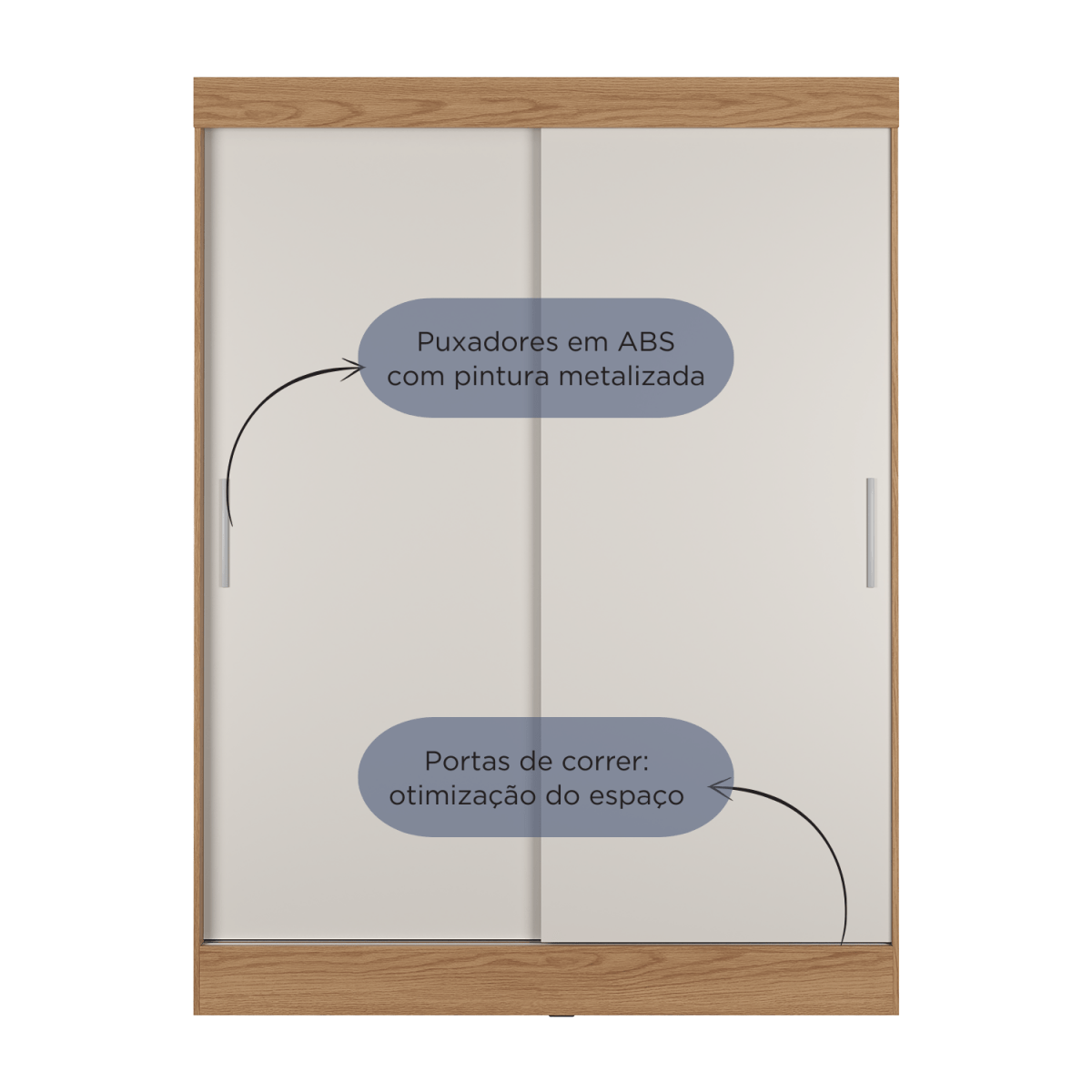 Guarda Roupa Solteiro 2 Portas de Correr Orazio 135cm Carvalho com Off White - Província - Guarda - roupas