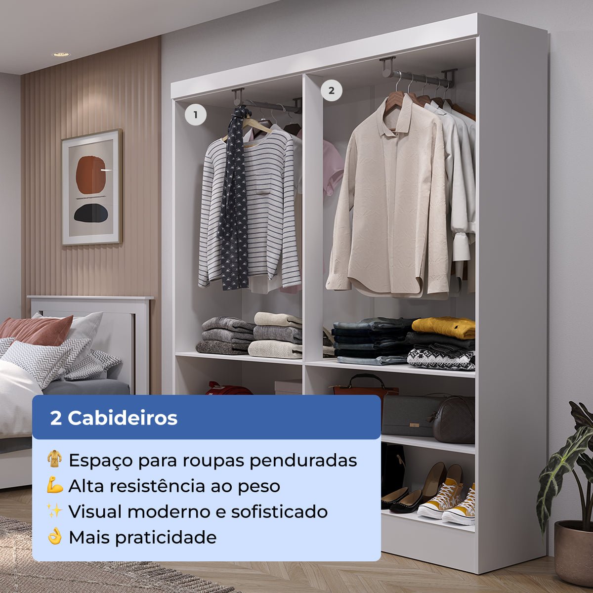 Guarda Roupa Solteiro 4 Portas Renzo 135cm Branco - Província - Guarda - roupas