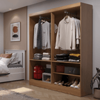 Guarda Roupa Solteiro 4 Portas Renzo 135cm Carvalho com Off White - Província - Guarda - roupas