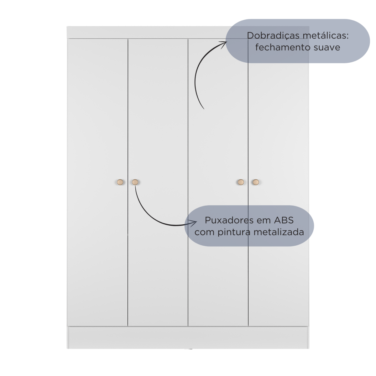 Guarda Roupa Solteiro 4 Portas Renzo 135cm Carvalho com Off White - Província - Guarda - roupas