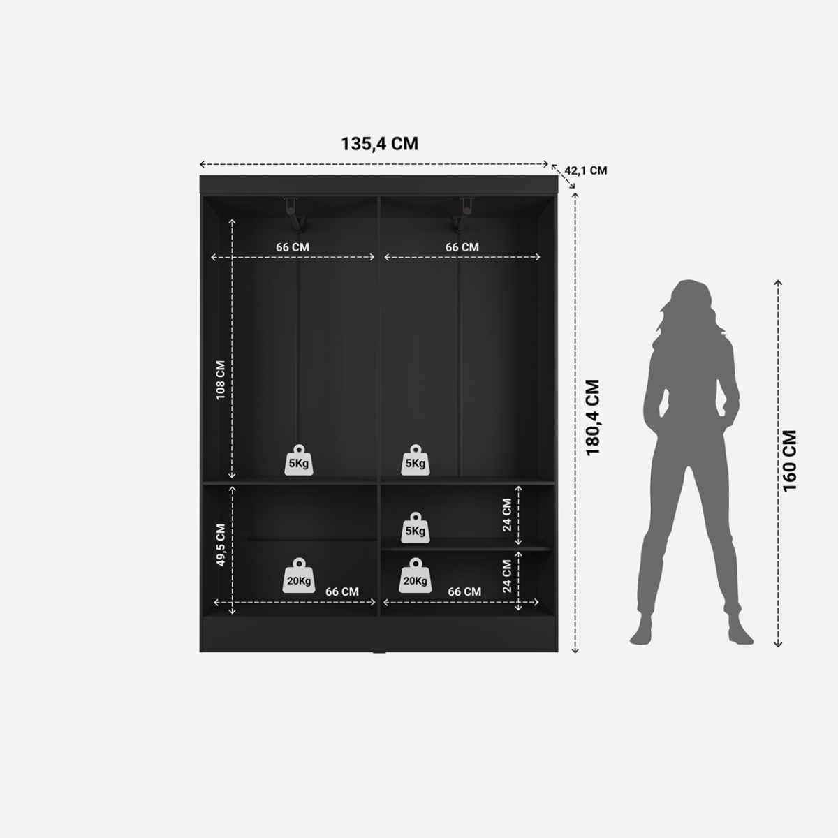 Guarda Roupa Solteiro 4 Portas Renzo 135cm Carvalho com Off White - Província - Guarda - roupas