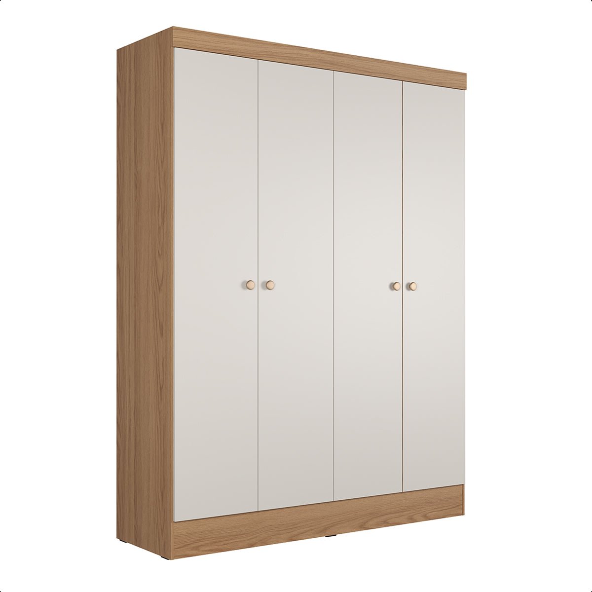 Guarda Roupa Solteiro 4 Portas Renzo 135cm Carvalho com Off - White - Província - Guarda - roupas