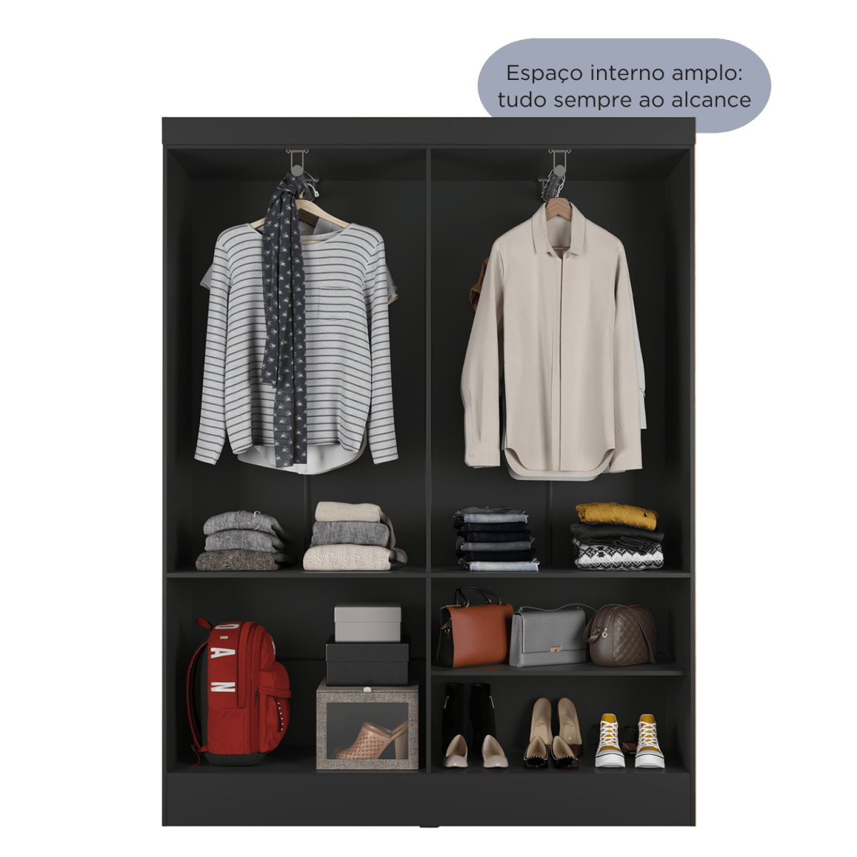 Guarda Roupa Solteiro 4 Portas Renzo 135cm Carvalho com Off White - Província - Guarda - roupas