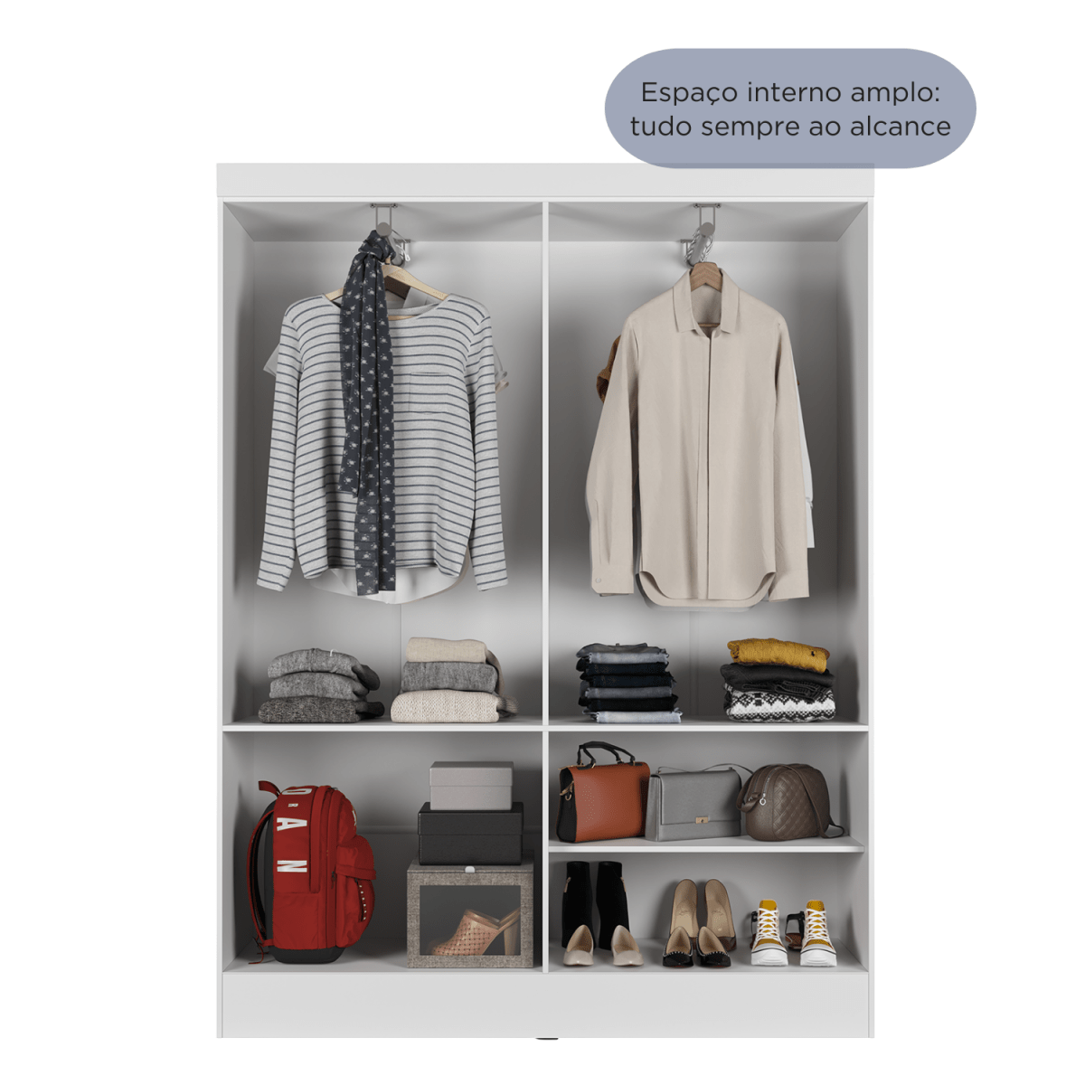 Guarda Roupa Solteiro 4 Portas Renzo 135cm Carvalho com Off White - Província - Guarda - roupas