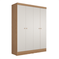 Guarda Roupa Solteiro 4 Portas Renzo 135cm Carvalho com Off White - Província - Guarda - roupas