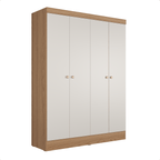 Guarda Roupa Solteiro 4 Portas Renzo 135cm Carvalho com Off White - Província - Guarda - roupas