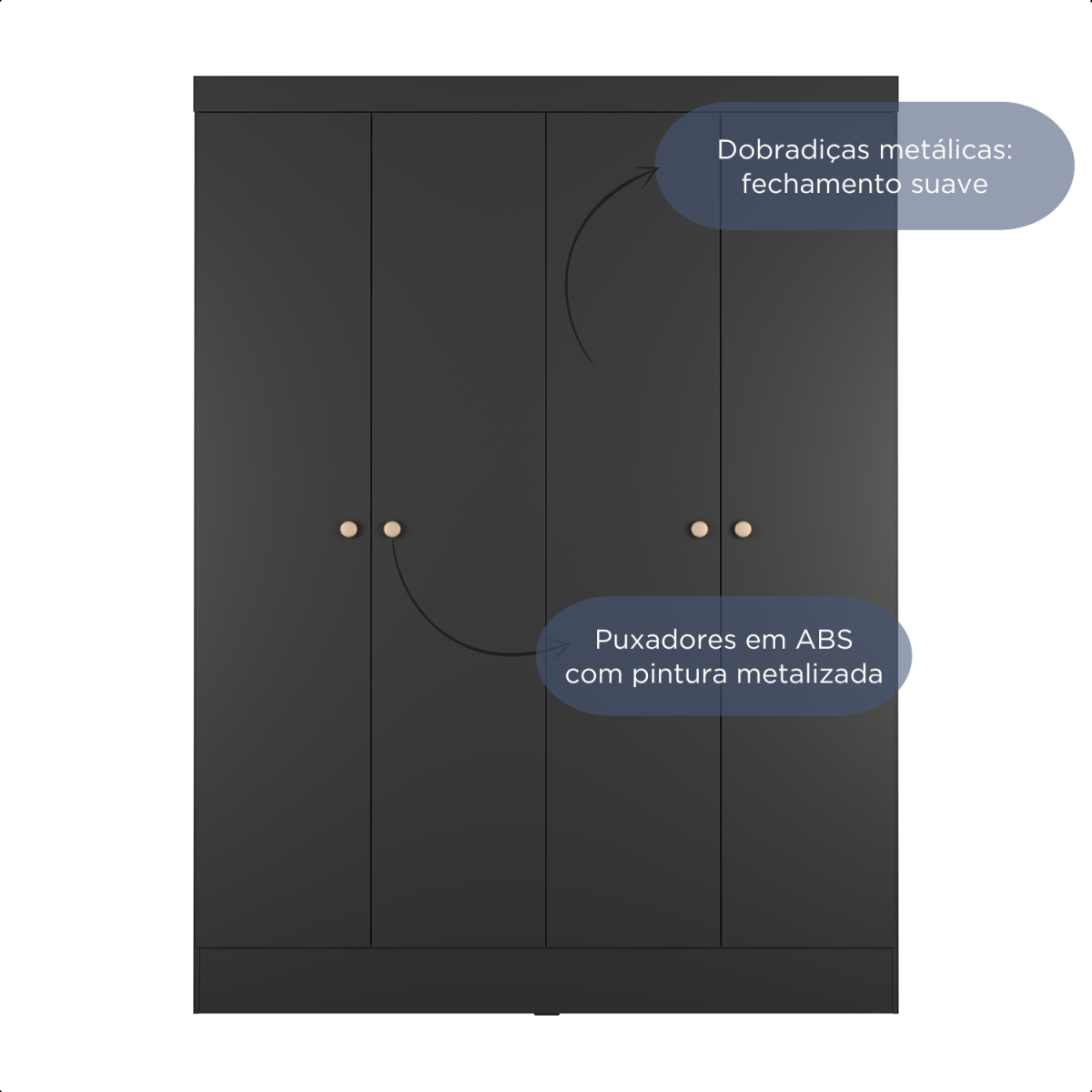 Guarda Roupa Solteiro 4 Portas Renzo 135cm Carvalho com Off White - Província - Guarda - roupas