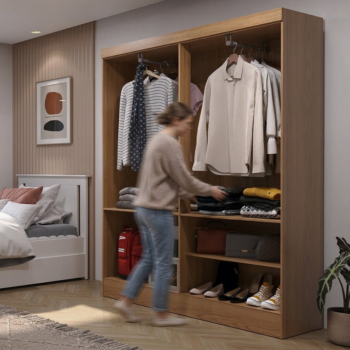 Guarda Roupa Solteiro 4 Portas Renzo 135cm Carvalho - Província - Guarda - roupas