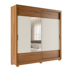 Guarda Roupa Casal 2 Portas de Correr com Espelho Soho 238cm Canella com Off-White