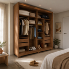 Guarda Roupa Casal 2 Portas de Correr com Espelho Soho 238cm Canella com Off-White