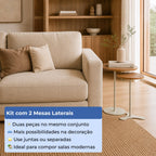 Kit 2 Mesas Laterais Decorativas Botanic Canella com Champanhe - Província - Mesas Laterais