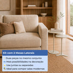 Kit 2 Mesas Laterais Decorativas Orb Off White com Champanhe - Província - Mesas Laterais