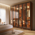 Guarda Roupa Casal 6 Portas Reflecta Float com Led Lucent 231cm Canella