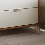 Cômoda com 6 Gavetas e 2 Mesas de Cabeceira Glow Off White Fosco com Champanhe