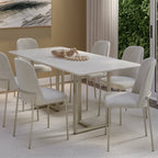 Mesa Arcádia 184 cm - Off White Fosco c/ Champanhe - Província - Mesa de jantar