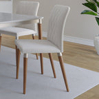 Mesa com 6 Cadeiras Abbey 180x90cm Madeira Natural com Off White - Província - Mesa 6 Cadeiras