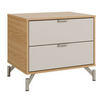 Mesa de Cabeceira 2 Gavetas Glow 60cm Off White Fosco com Champanhe - Província - Mesa de Cabeceira