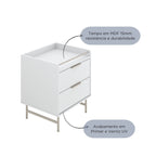 Mesa de Cabeceira c/ 2 Gavetas Yves Branco Fosco c/ Champanhe - Província - Mesa de Cabeceira