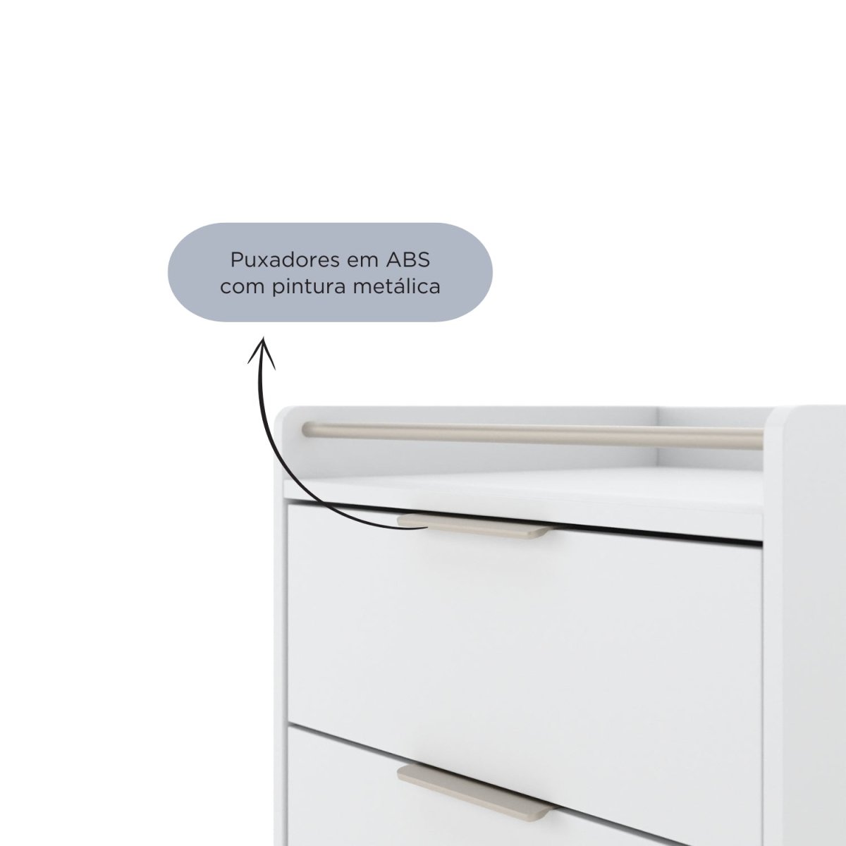 Mesa de Cabeceira c/ 2 Gavetas Yves Branco Fosco c/ Champanhe - Província - Mesa de Cabeceira