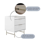 Mesa de Cabeceira c/ 2 Gavetas Yves Branco Fosco c/ Champanhe - Província - Mesa de Cabeceira