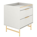 Mesa de Cabeceira c/ 2 Gavetas Yves Off White com Dourado - Província - Mesa de Cabeceira